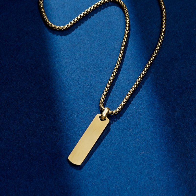 Minimalist Stainless Steel Necklace For Men With Lettering Pendant_voghion.com