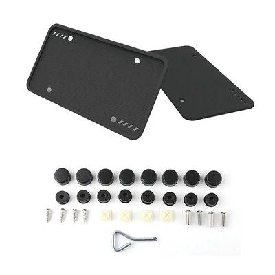 and Canadian License Plate Frame Cover, License plate holder/license plate holder - black-with-accessories-two-pieces