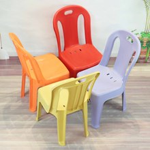 兒童靠背椅家用寶寶餐椅防滑幼兒園學習椅加厚塑料小椅子木紋疊放