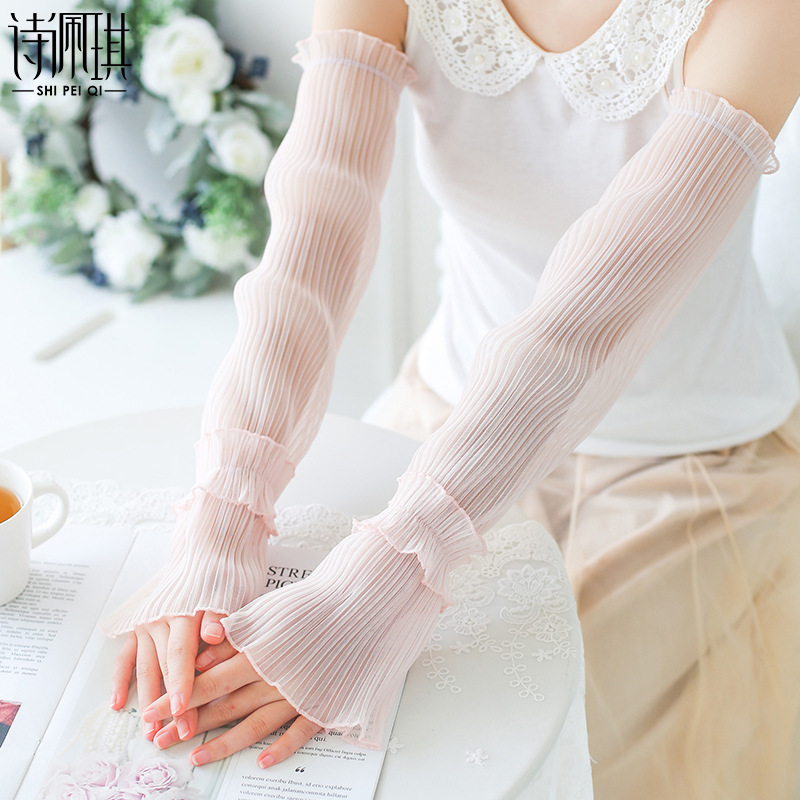 summer Sunscreen Lace Sleeves Loose glove Borneol ins Thin section sleeve Arm Arm guard Sleevelet