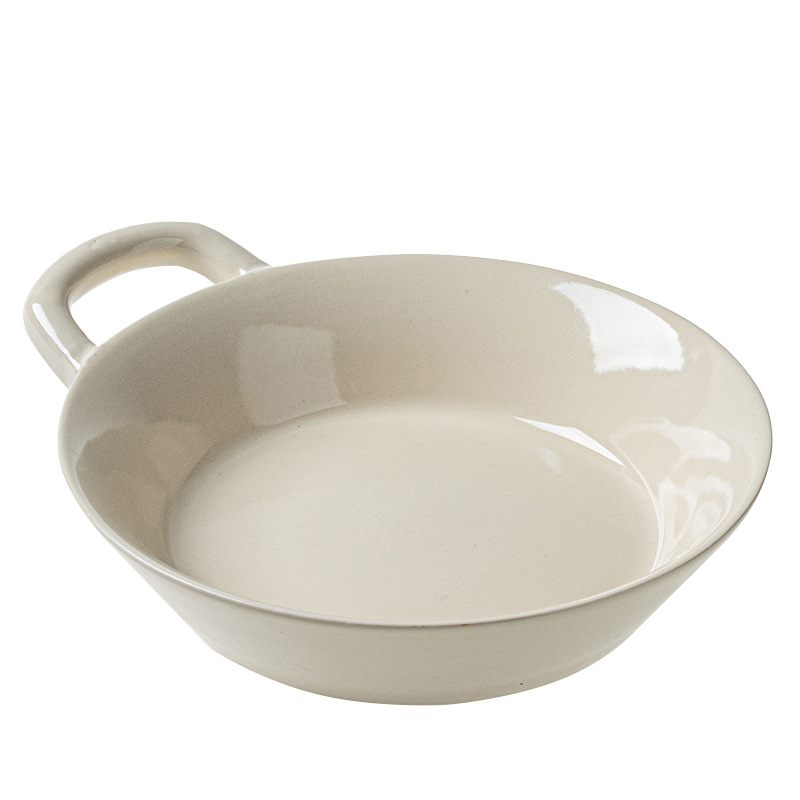 [Cuenco destacado de una sola oreja de alto aspecto] tazón de desayuno de cerámica de lujo ligero tazón de yogur japonés de una sola manija ligeramente defecto