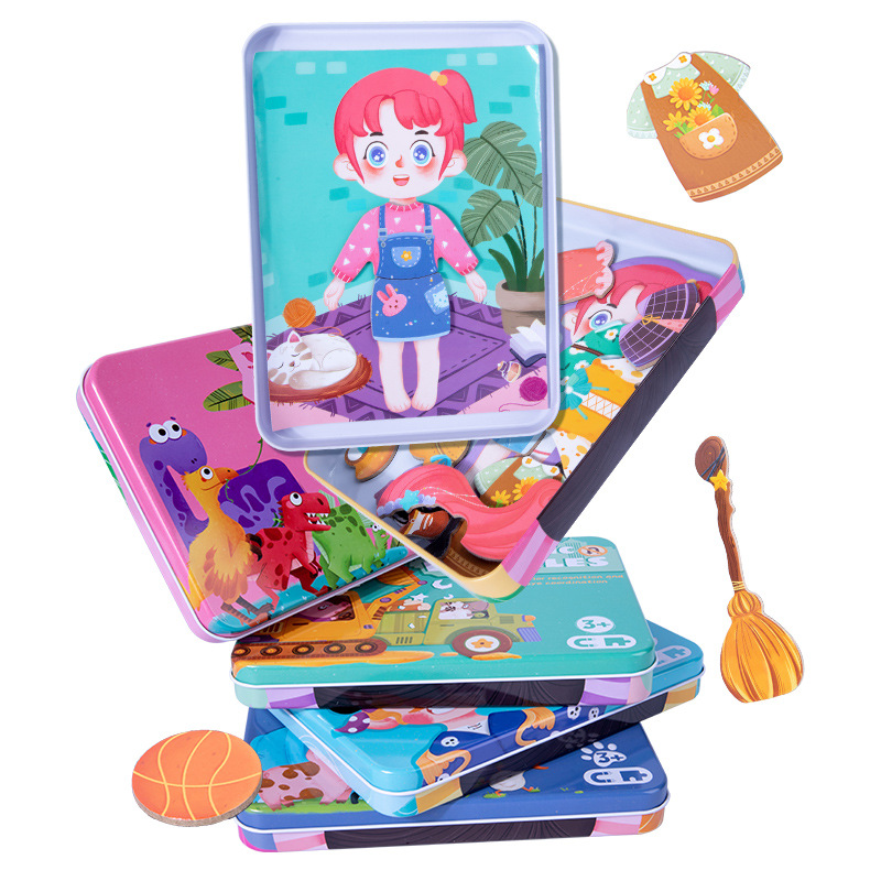 CPC CE bebé caja de hierro papel cognitivo animal número alfabeto tarjeta de rompecabezas jardín de infantes inteligencia del bebé educación temprana