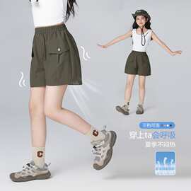 女童短裤夏季外穿速干工装裤中大童宽松休闲五分裤2026新款夏装薄