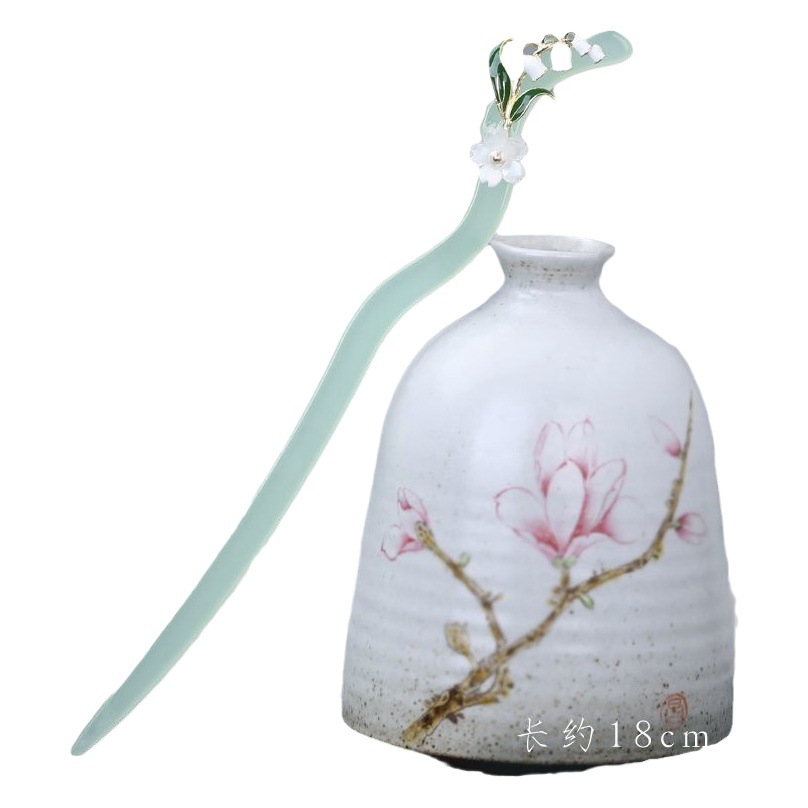 Estilo antiguo acetato lirio borla horquilla nuevo estilo chino updo bola cabeza diaria cheongsam accesorios tocado horquilla