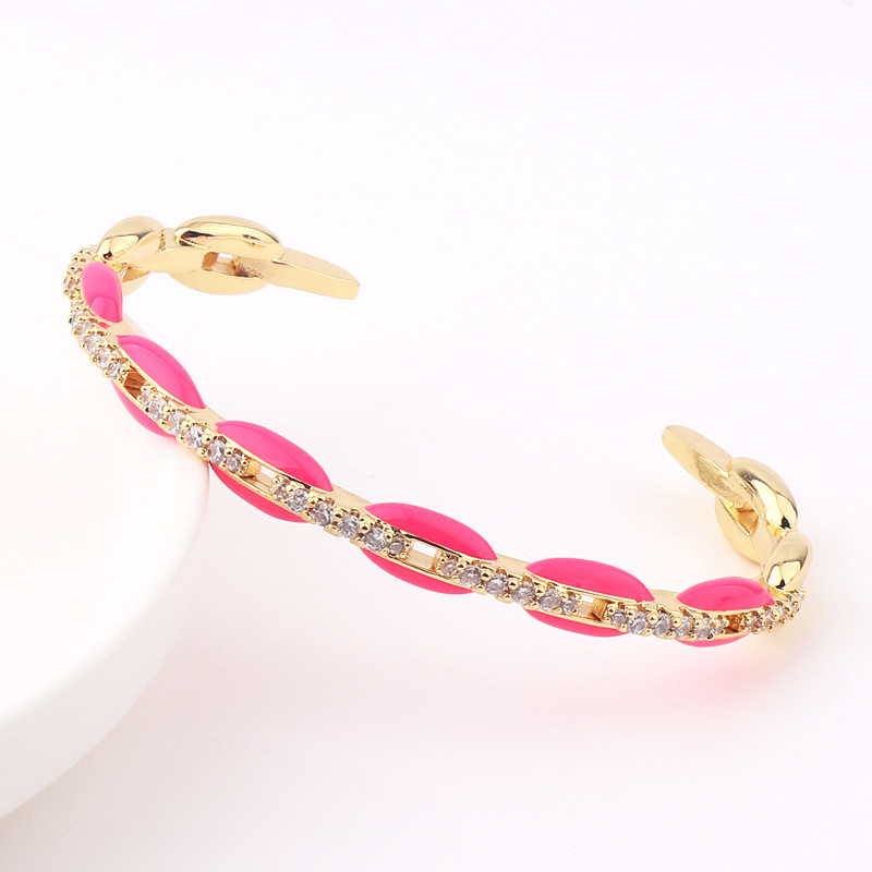 Fashion Geometric Copper Bracelets Stoving Varnish Zircon Copper Bracelets