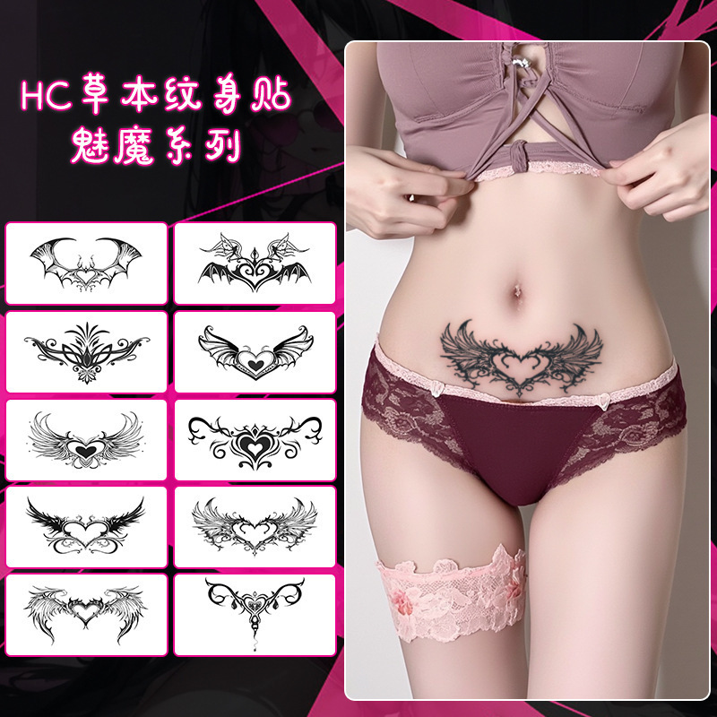 Succubus Tattoo Herbal Semi-permanent Women's Waterproof Lasting Covering Scars Chest Waist and Abdomen High-grade Large Area
