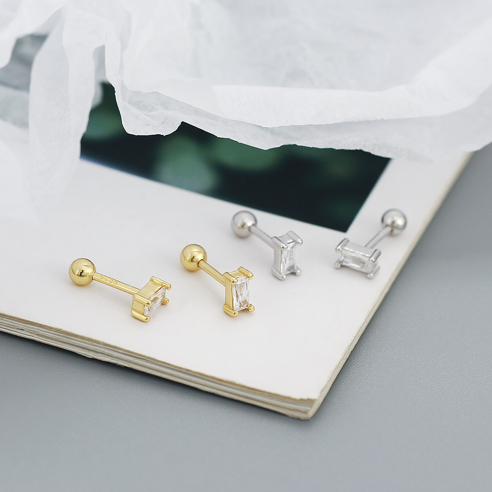 Fashion Style 1 Pair 925 Sterling Silver Zircon Geometric Earrings