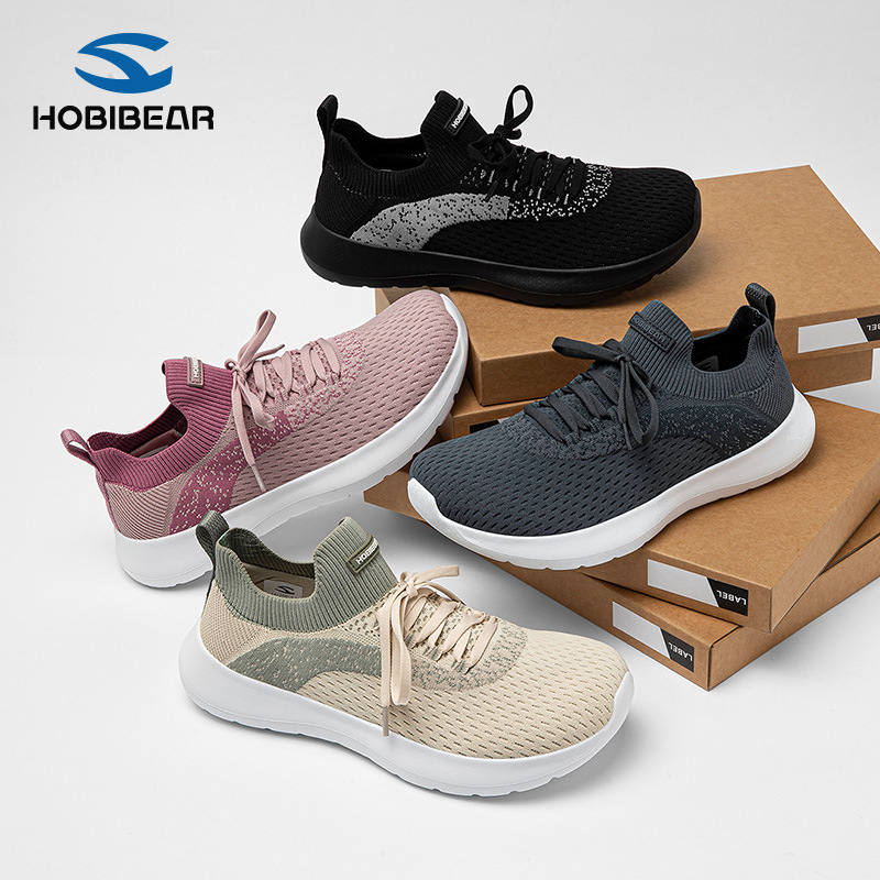 Hobibear Spring & Fall Fly-Knit Sports Shoes, Wide-Toe Shoes, Breathable Double Mesh Casual Shoes, Wide-Last Shoes, Lazy Shoes, Slip-On Shoes