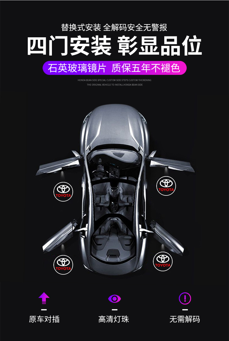 Suitable for 09-21 Toyota Cruiser Welcome Light Prado/Overbearing Car Door Modified Decorative Laser Projector Light