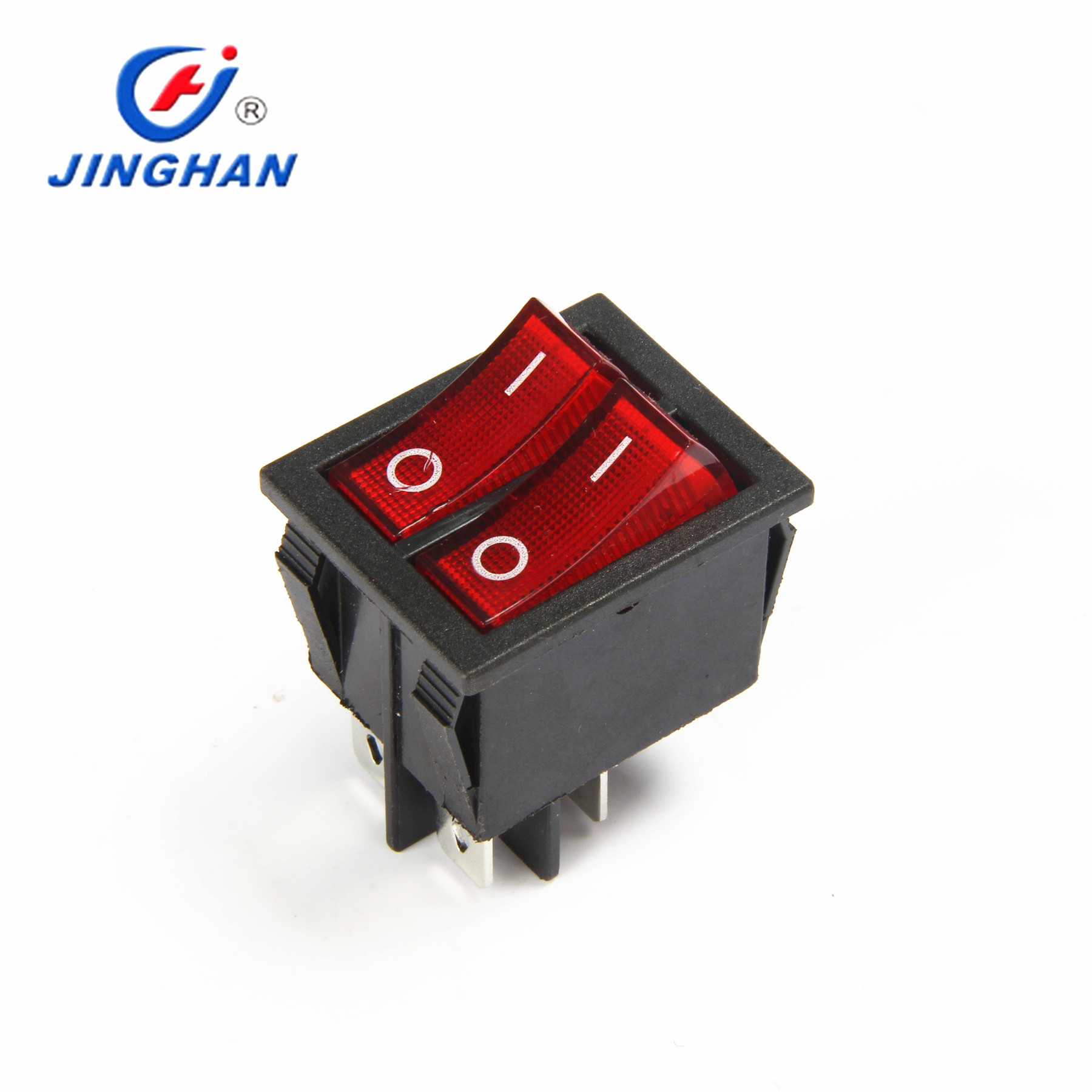 晶瀚 JINGHAN船型开关 电暖器电饼铛开关 双联带灯开关KCD4-202N