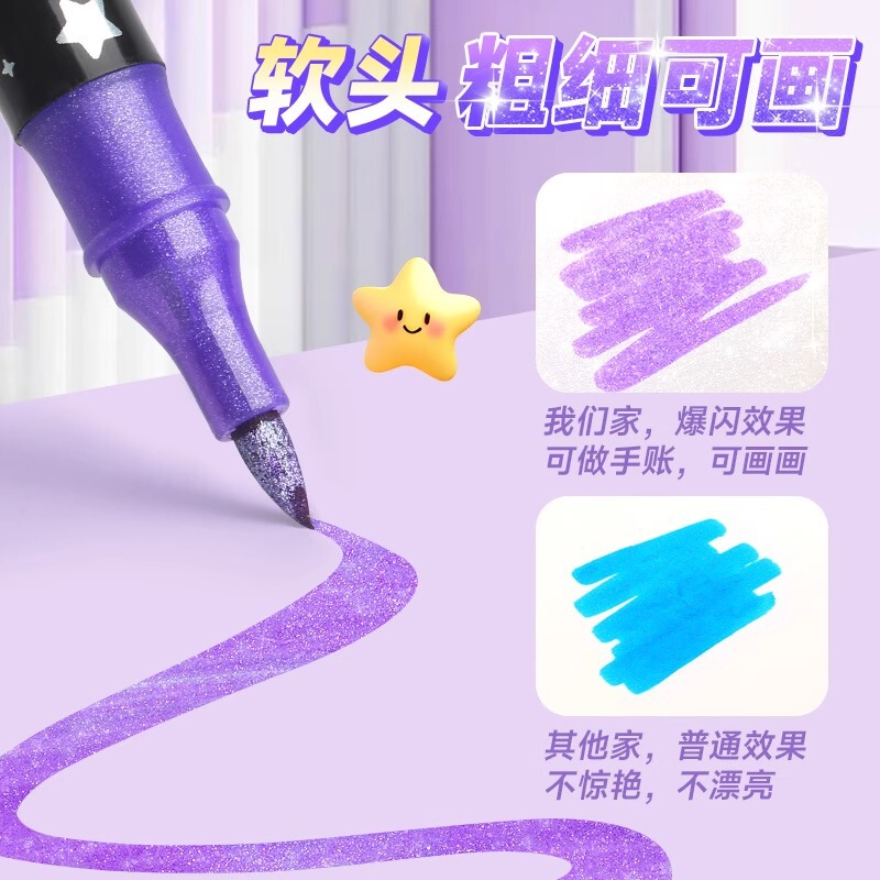 双頭グリッターマーカーペン 蛍光グリッタージェル ハイライター グリッター水彩ペン アクリルマーカーペン|undefined