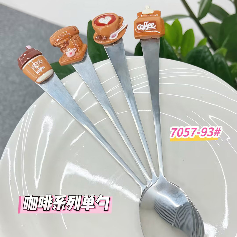 新しい漫画ステンレススプーン学生子供かわいい食品級食器スプーンランチスプーンスプーンデザートスプーン|undefined