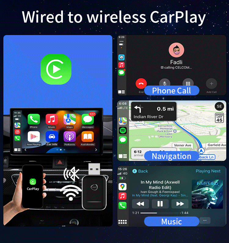USB Wireless Carplay Smart Car Box Is Suitable for iPhone and Android Auto Boxes