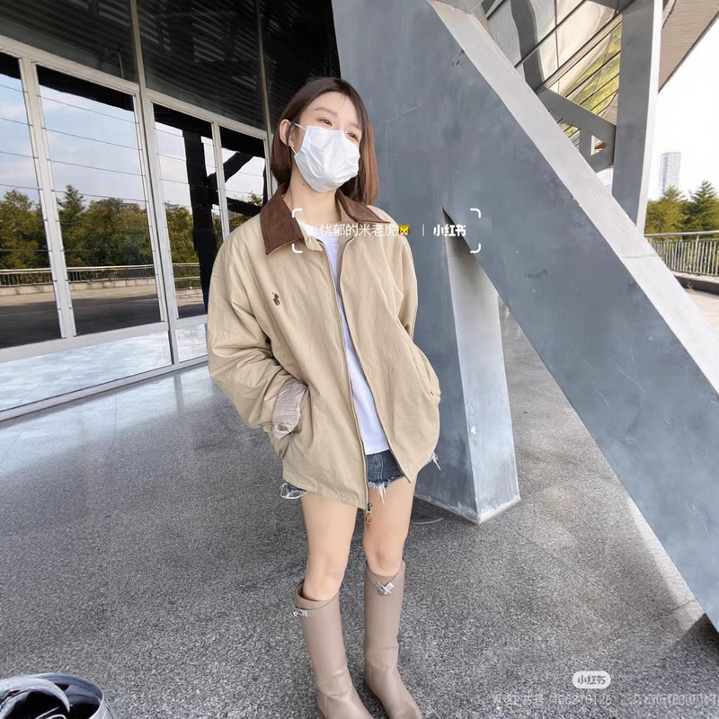 Ralph Lauren拉夫劳伦男女款经典小标刺绣拼接翻领夹克外套|undefined