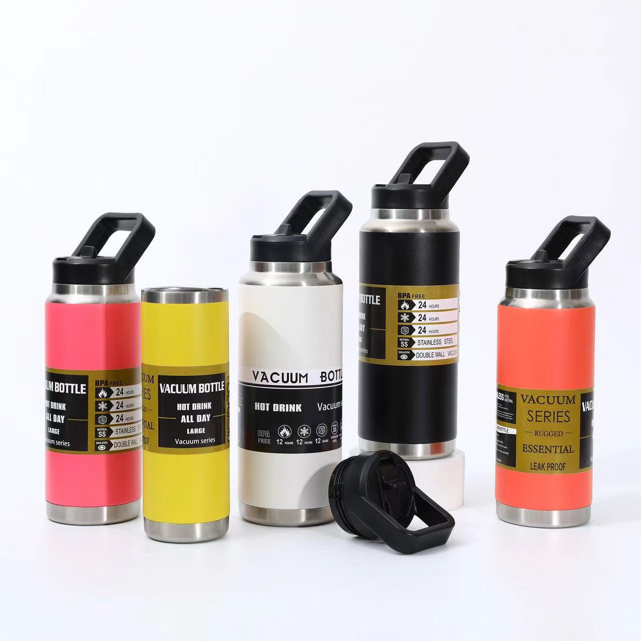 Taza termo de acero inoxidable 304 transfronteriza para deportes al aire libre olla espacial de montañismo al vacío de doble capa portátil de gran capacidad