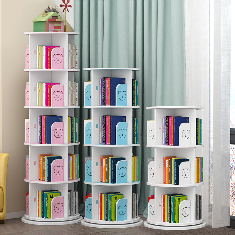 Rotating Bookshelf Multi-layer Floor-standing Children's Toy Storage Cabinet Picture Book Display Rack Simple Storage Rack Student Bookcase