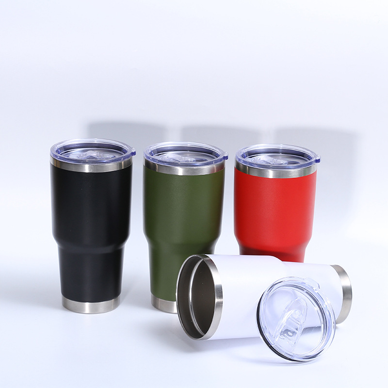 Gran capacidad 30oz taza de vacío de acero inoxidable al aire libre portátil taza de plástico spray sellado taza de helado con tapa