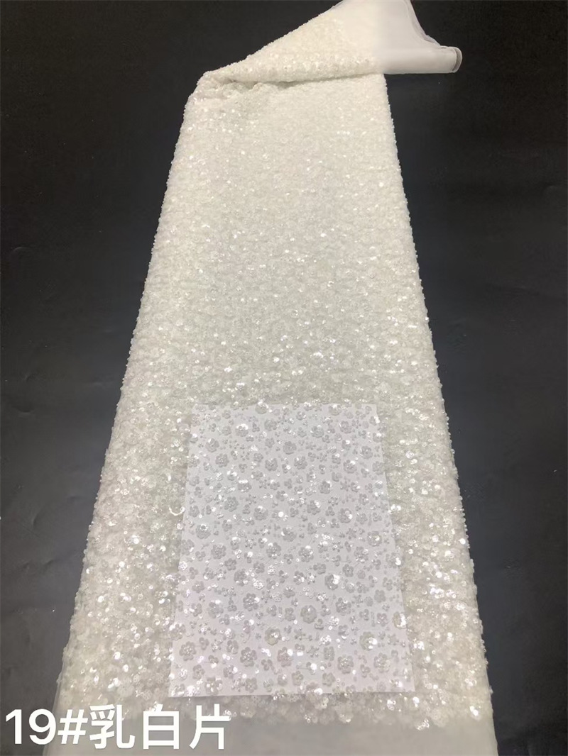 Tejido de lenteja de flor de ciruela, tubo de perlas bordado de lenteja, vestido de noche, tela de bordado de vestido de teatro, vestido de noche image 25