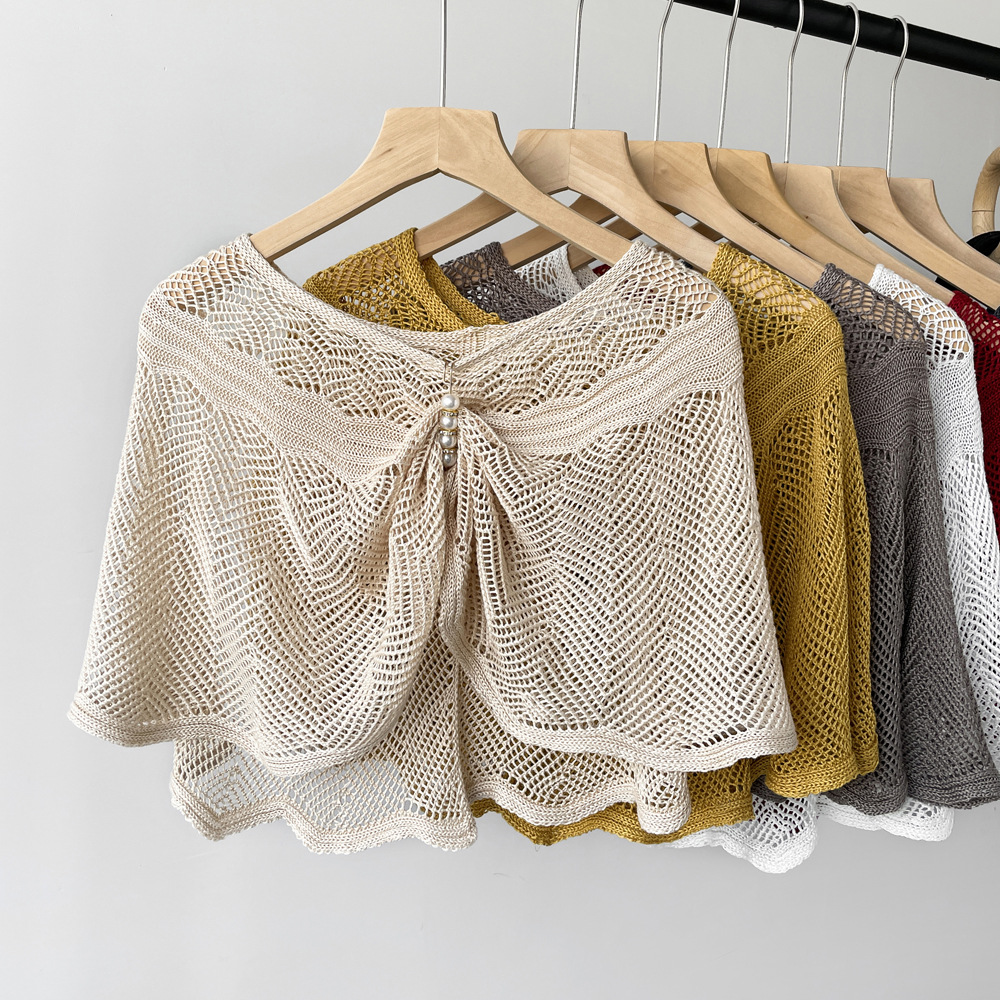 Neuer Sonnenschutz-Strickschal aus Eisseide, hochwertiges Seidenschal-Set für Damen, Kopftuch, Armschal (mit Seidenschal-Schnalle)_voghion.com