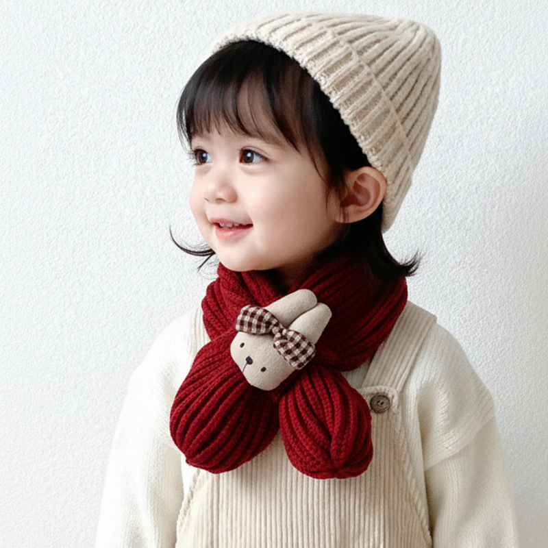 Baja para niños otoño y invierno baby tejer lana bufandas cruzadas niños niñas lindos invierno protector de cuello