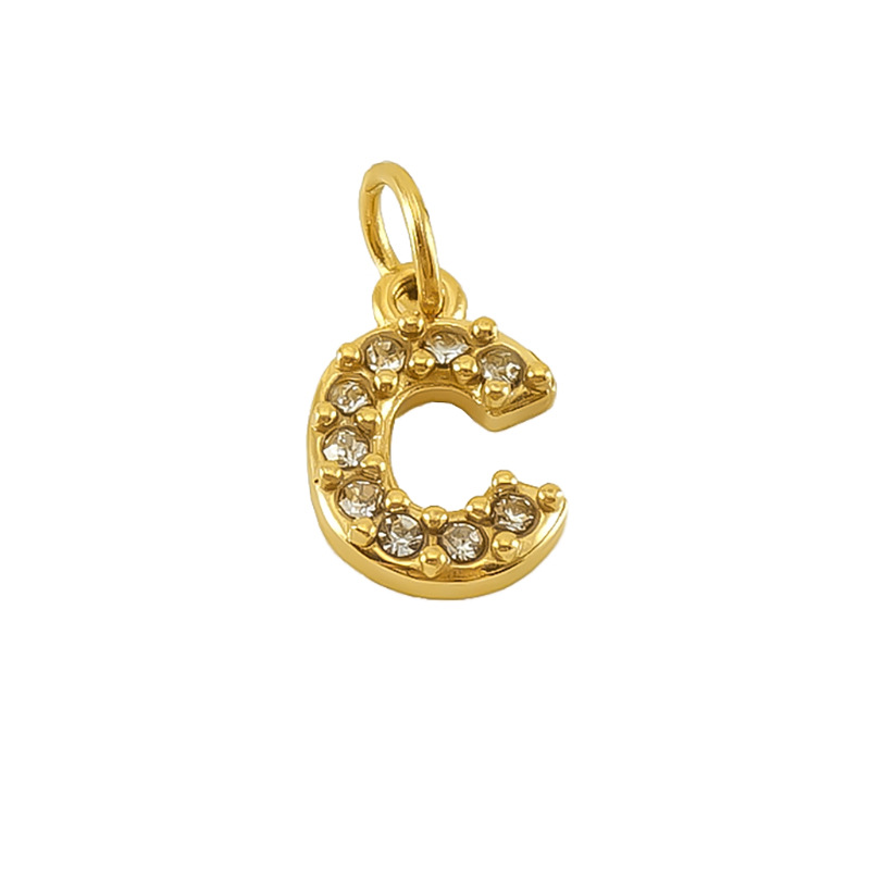 Nueva moda europea y americana de acero inoxidable con incrustaciones de diamantes 26 letras inglesas colgantes accesorios femeninos Advanced Advanced Mini letras joyas