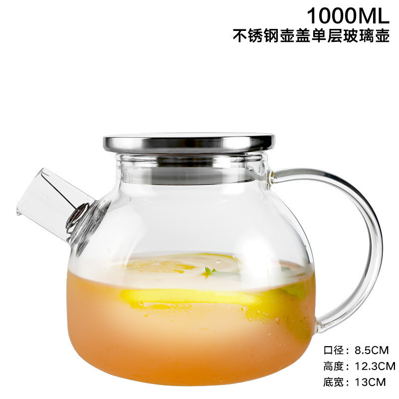 High Borosilicate Glass Bamboo Lid Pot Thickened Household Cold Water Pot Living Room Cool White Hot Water Pot Large Capacity Cold Water Pot 