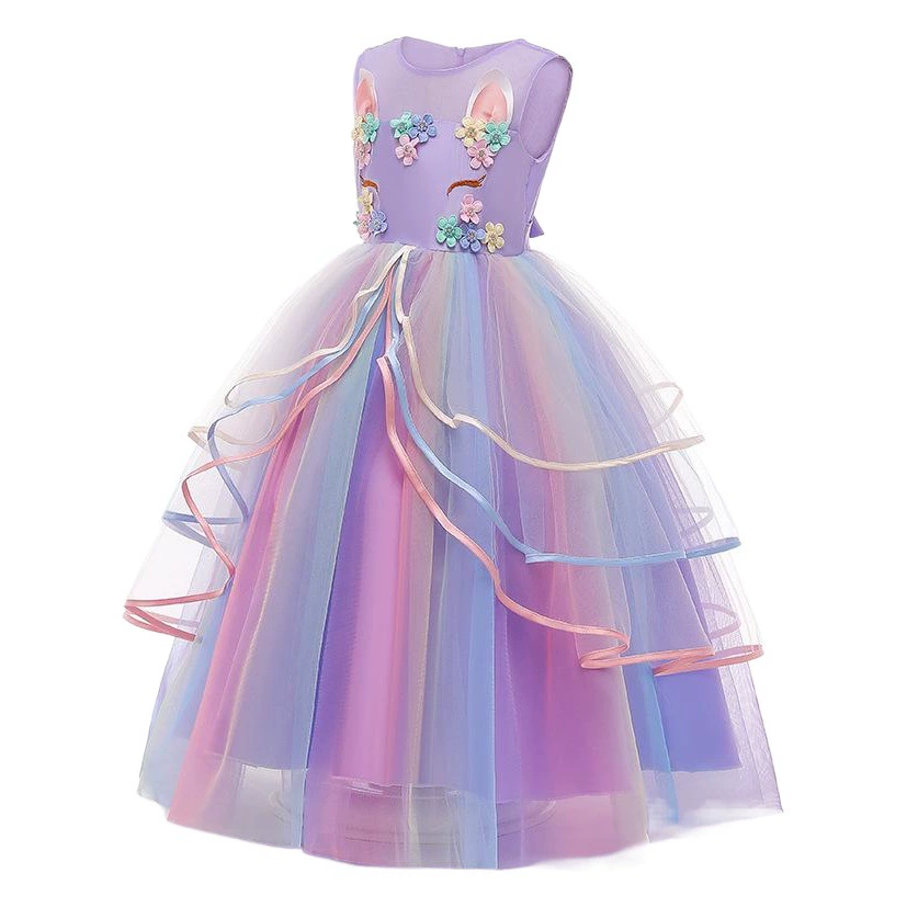 2021 новая детская одежда детское платье юбка-вуаль платье с единорогом детское платье для девочки партия