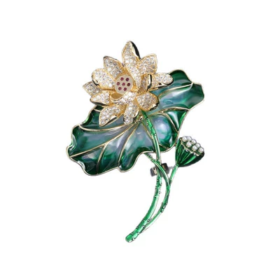 Lotus Leaf Three-Dimensional Enamel Brooch, Yaxa sancaqları