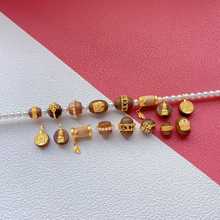 s925古法银镀金配件沉香木隔珠腰珠顶珠转运珠宝宝佛吊坠文玩配饰