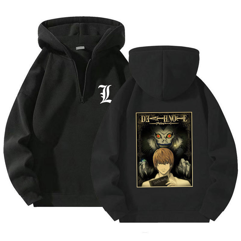 Cross-Border New Quarter Zipper Pullover Sweatshirt for Men and Women Casual Anime Death Note Zipper Sweatshirt