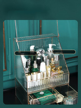 化妆品收纳盒玻璃轻奢透明防尘口红护肤品收纳梳妆台置物架收纳箱