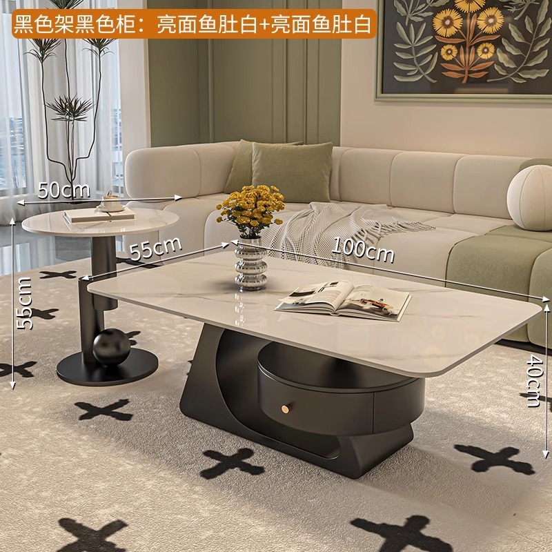 Crema rectangular madera tabla de mesa de mesa de roca lujoso moderno simple hogar pequeño sala de estar nueva mesa de alta calidad