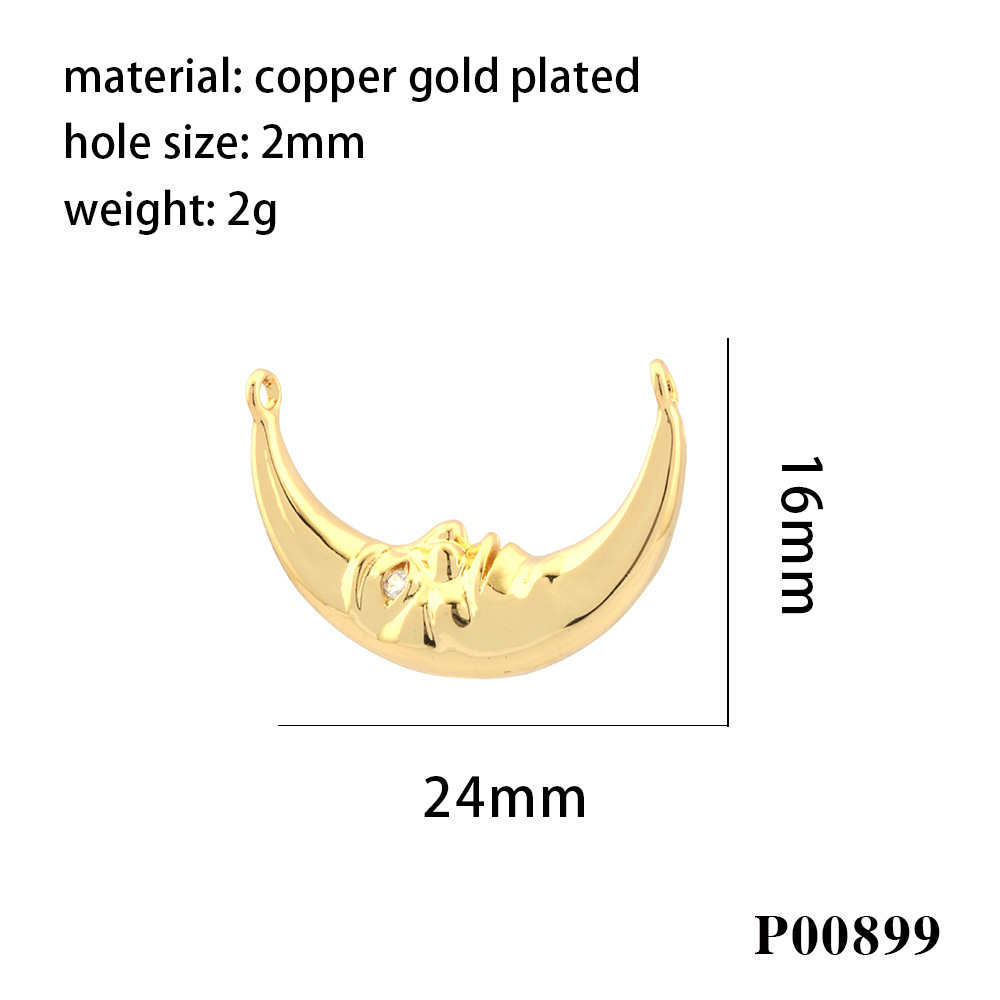 2g Weight Pendant Jewelry Making Type 16 * 19mm Jewelry Making Size Zircon Inlay Material DIY Jewelry Accessories Classification 1 Piece Quantity Copper Material Letter, Moon Pattern All Seasons Season Simple Style Style 1 Piece 16 * 19mm Copper Zircon Letter Moon Pendant 4
