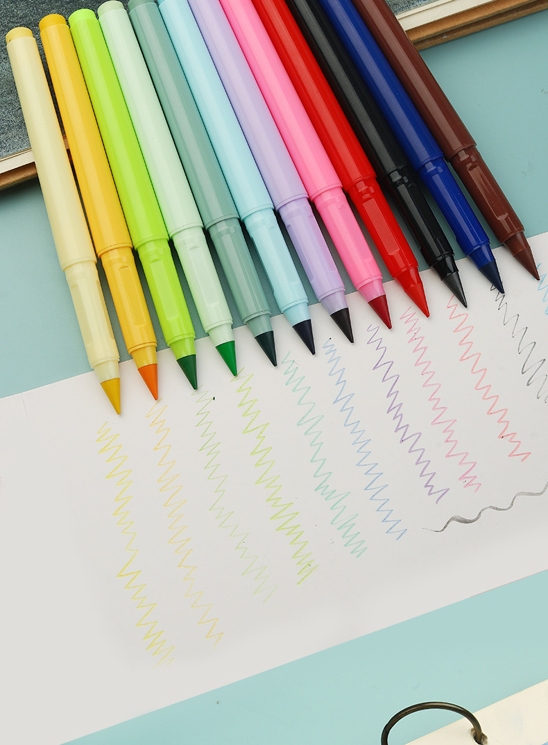 跨境彩色永恒铅笔12色可擦正姿彩铅儿童彩色笔不用削学生绘画铅笔详情14