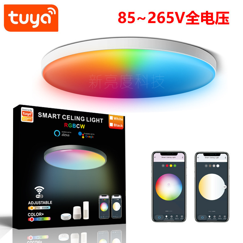 Tuya Wifi Smart Ceiling Light Alexa Google Bluetooth Rgbcw Colorful Bedroom Light Modern Minimalist Style