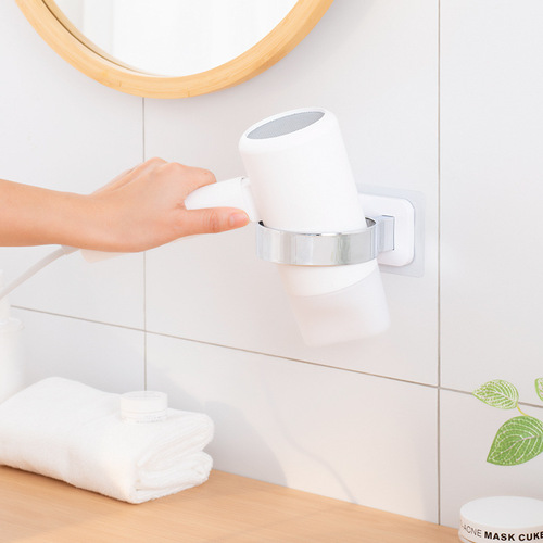 Cross-border supply of hair dryer rack for bathroom and toilet without punching, wall-mounted adhesive storage plastic bracket storage rack