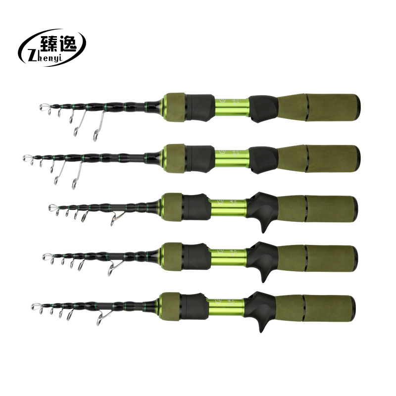 Zhenyi nuevo producto de carbono contractible barra de boca de caballo de diámetro de agarre de ejección rodilla de 1.8 m mango de arma de pesca de mango recto