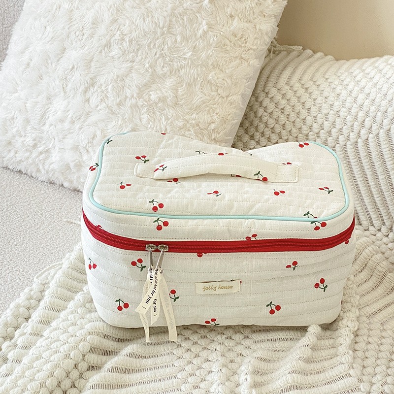 Cherry flip makeup bag