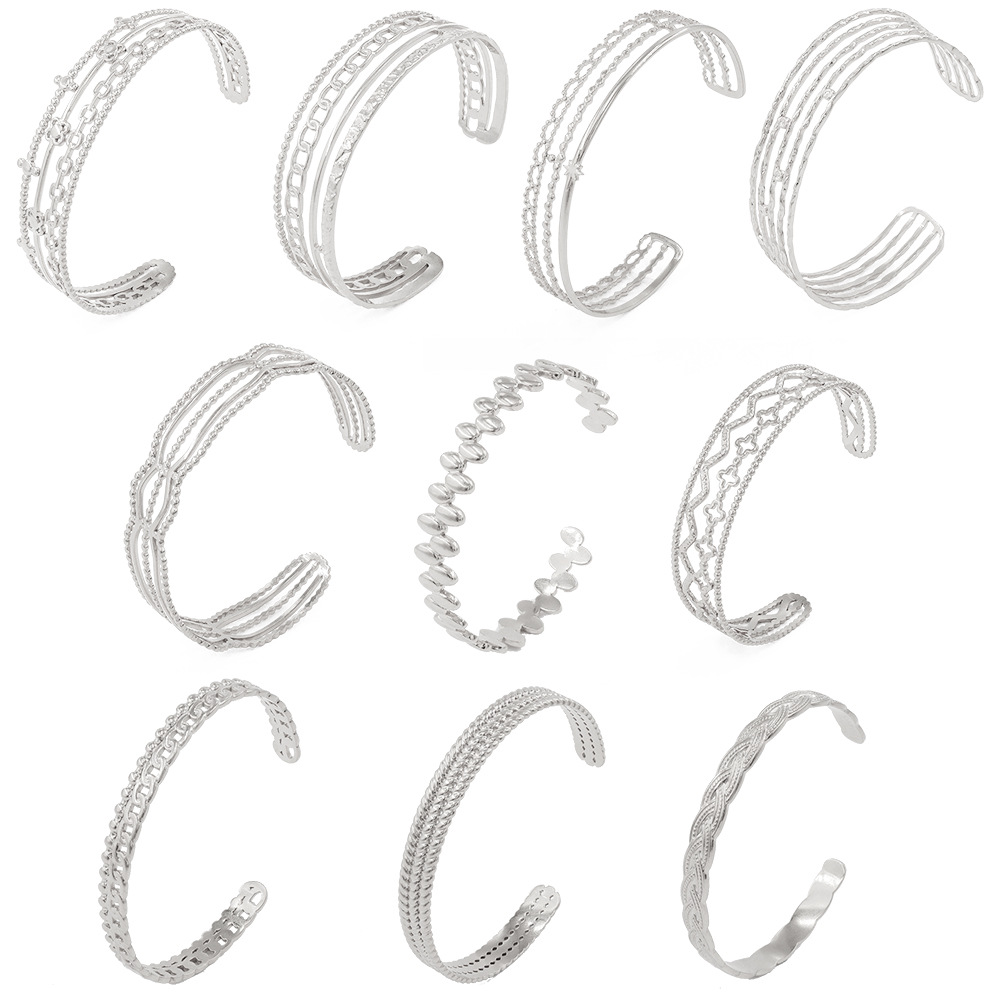 15g Weight Bangle Classification 1 Piece Quantity Daily Occasion Stainless Steel Material Geometric Pattern Plating Design Simple Style Style Simple Style Geometric Stainless Steel Plating Bangle 1 Piece 8