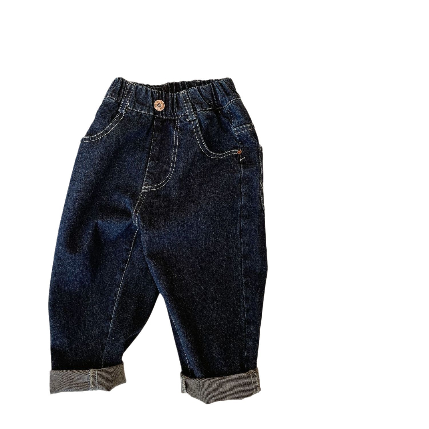 Hombres y niñas 2026 ropa de primavera y otoño pantalones infantiles de moda bebés nuevos pantalones vaqueros de estilo occidental pantalones de moda largos sueltos casuales image 5