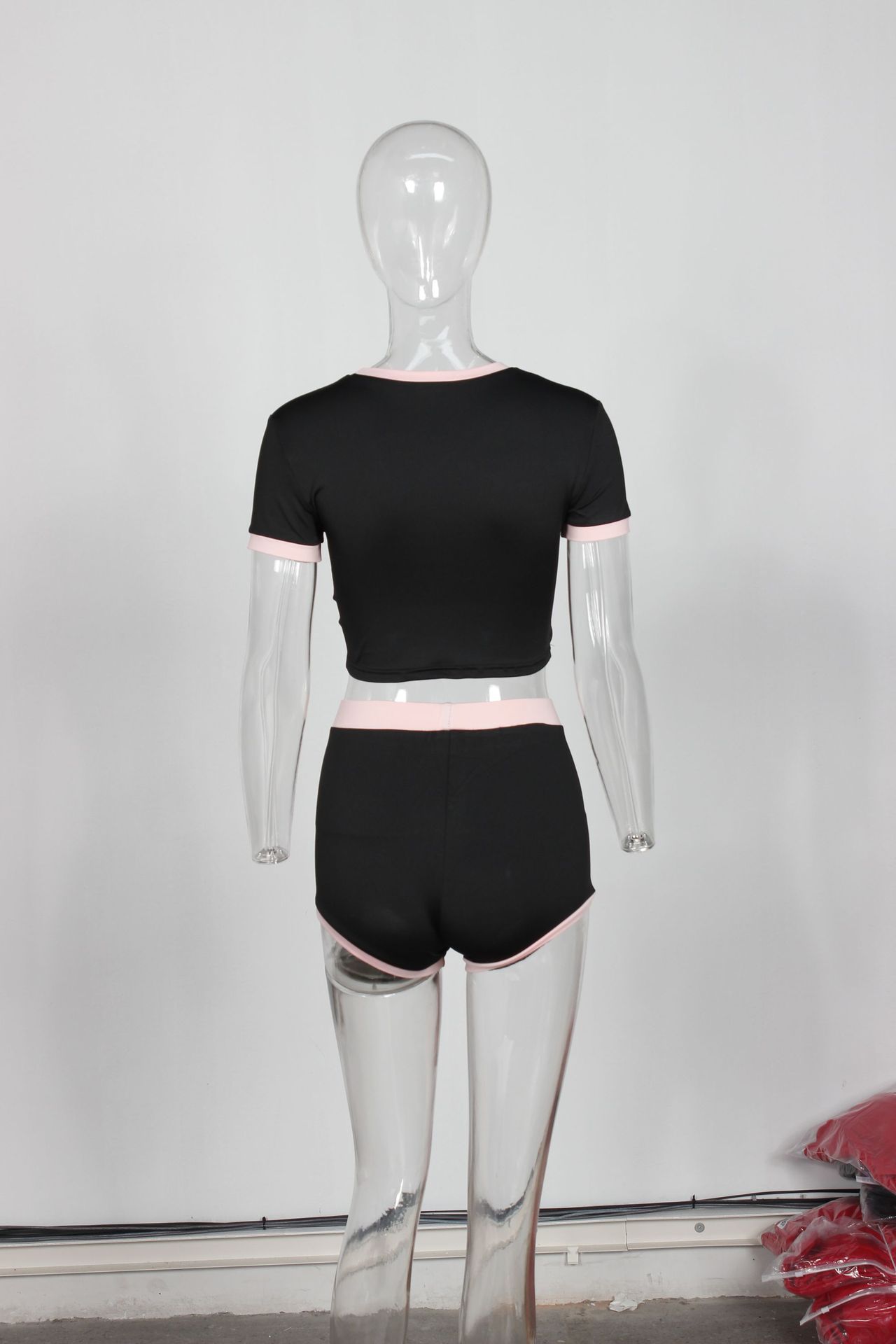 Summer Popular Sports Elastic Letter Graphic Printed Street T shirt Shorts Set Women