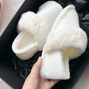 Winter cotton slippers men's and women's all-inclusive liner cold-proof warm thickened plush plush bag with cotton insole for lovers