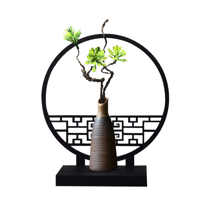 Adornos decorativos de escritorio con jarrón chino y plantas artificiales, estilo clásico oriental, ideales para sala de estar o vitrinas