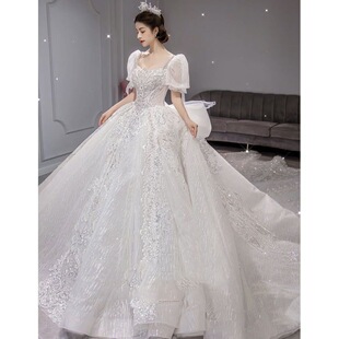 Main Plus Size Wedding Dress Bride 2025 New Large Tail Female Small French Heavy Industry Elegant One Shoulder Palace