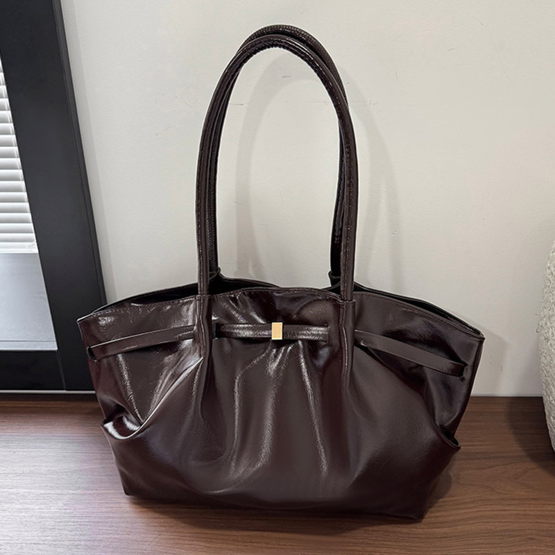 Bolso Tote Plisado Retro para Mujer de PU con Hebilla Magnética para Uso Diario image 3