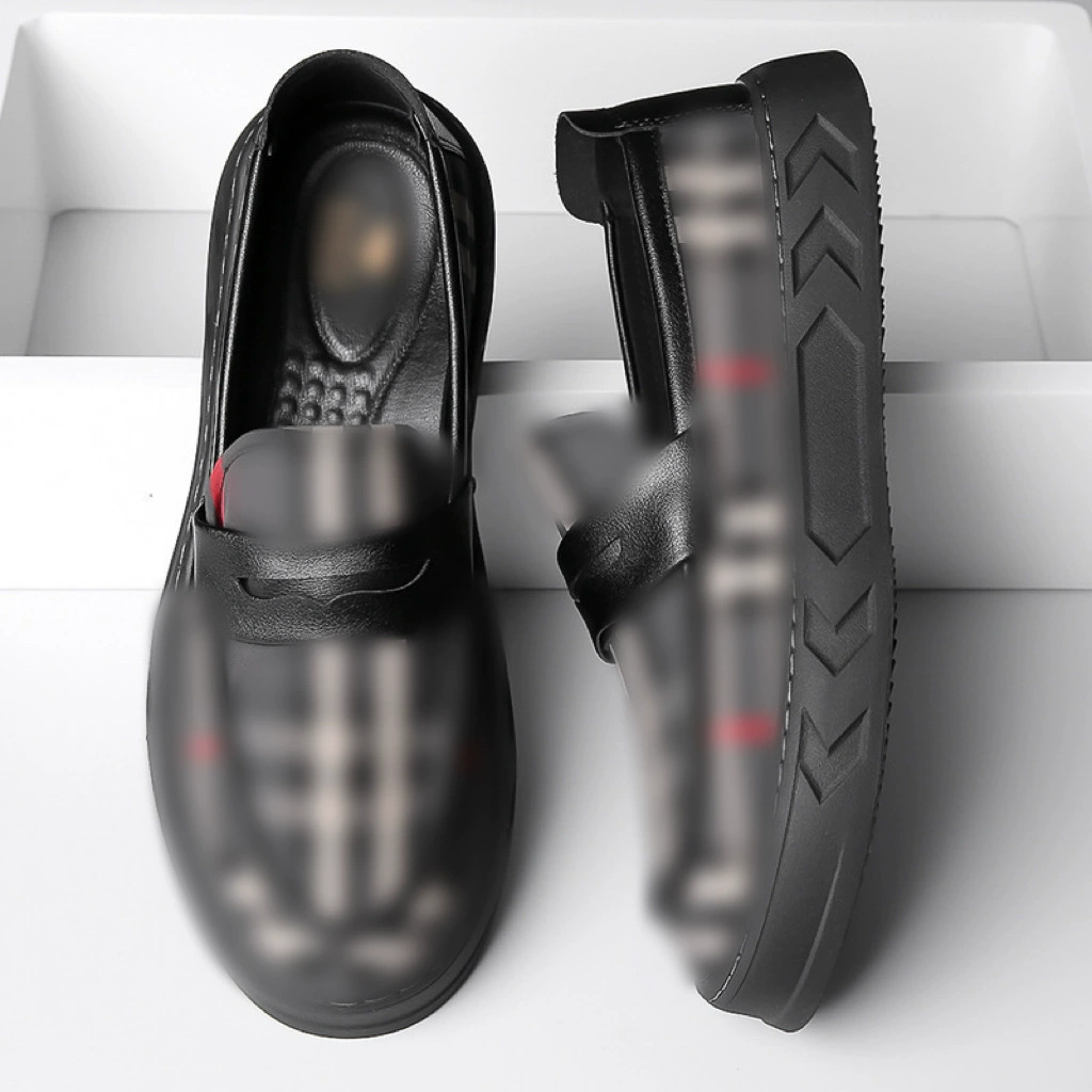 Мужские черные лоферы 2023 года, модные короткие слипоны, повседневная кожаная обувь