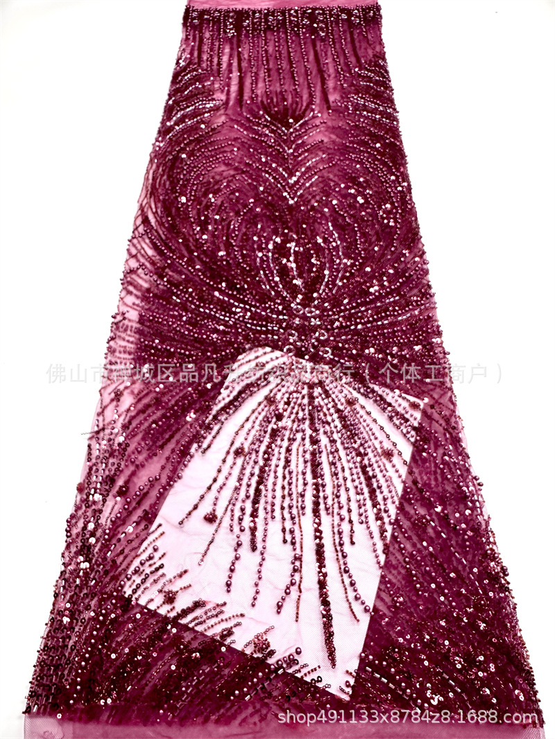 Vestido de boda estilo francés de moda cena festiva vestido de fiesta tela de encaje tela bordada