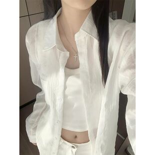 White Sun Protection Shirt for Women 2025 Spring and Summer New Linen Style Shirt Style French Top Cotton and Linen Jacket