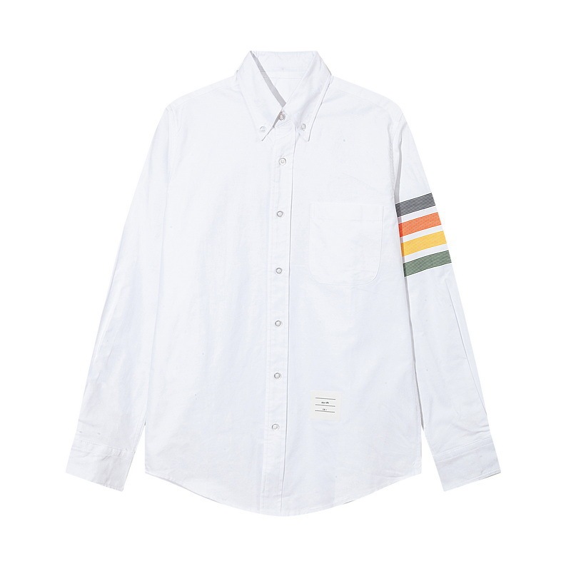 TB JL Shirt Fashion Brand Long-sleeved Shirt Single-sleeved Rainbow Shirt European and American Casual Shirt Oxford Spinning White Shirt