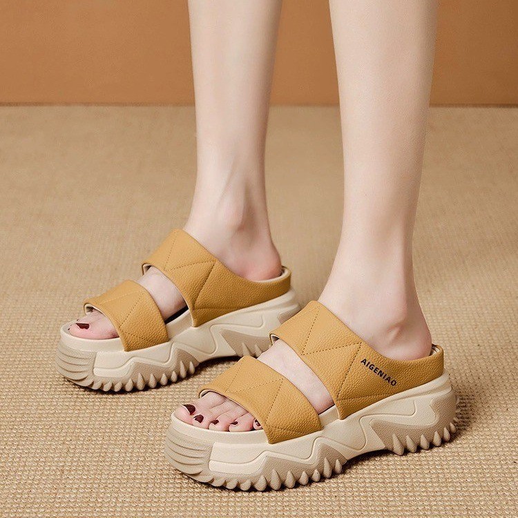 2023 verano de las mujeres sudor de la moda de estilo coreano transfronterizo cómodo muffin nudo zapatos de fondo suave estudiante Zapatos Sandalias